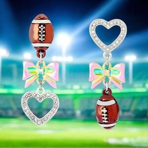 Betsey Johnson Pink Bow Heart and Football Earrings